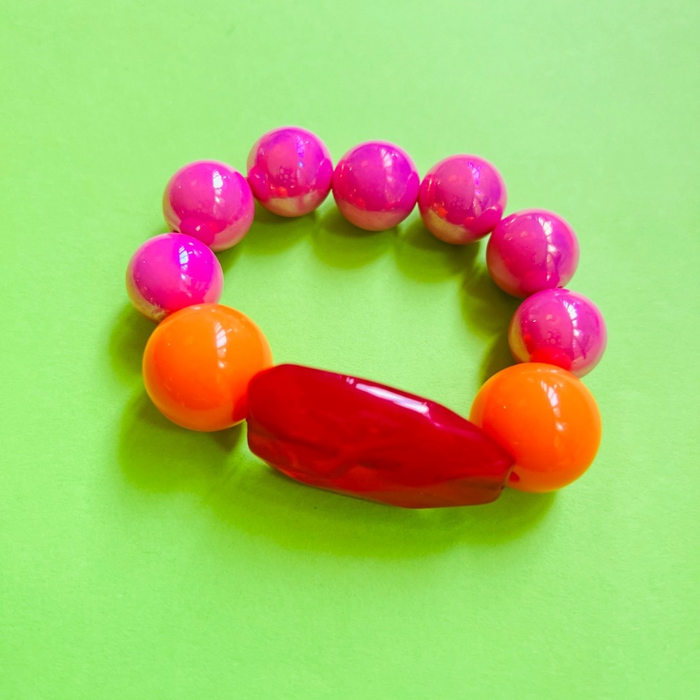 Vibrant Pink and Orange Kids Bracelet